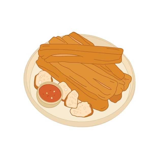 Ilustración de comida china con estilo de dibujos animados