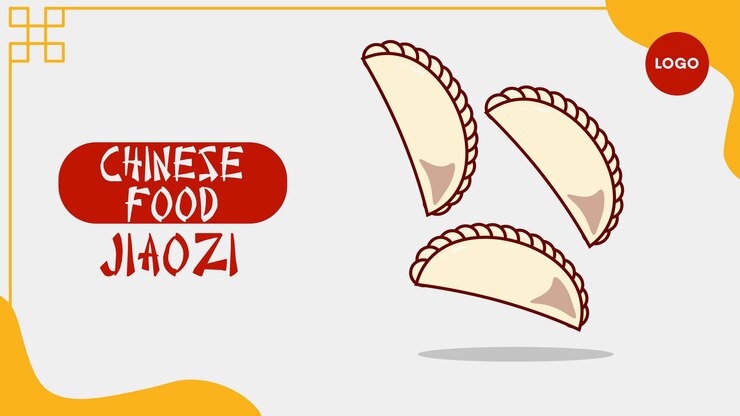 Ilustración de comida china gyoza o jiaozi