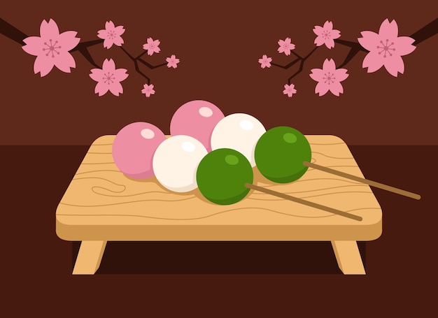 Ilustración de comida de la cocina global Dango