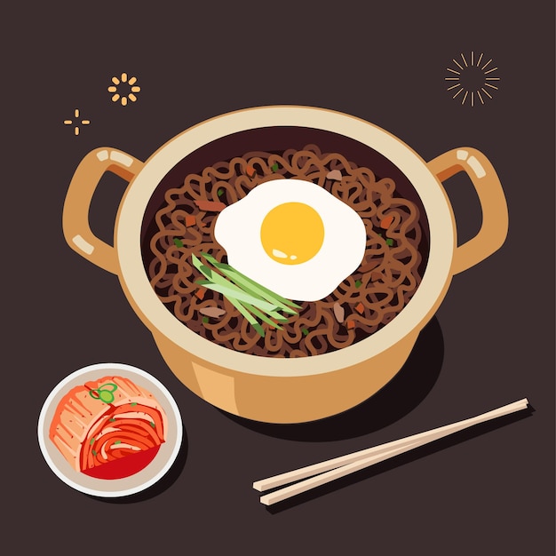 Ilustración de comida coreana