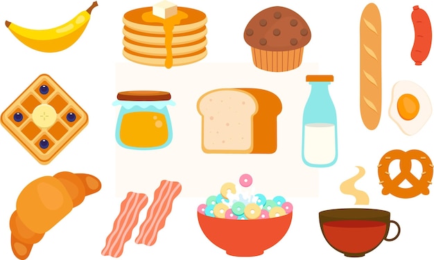 Ilustración de la comida para el desayuno