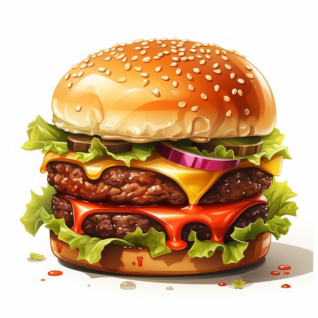 Vector ilustración de comida de hamburguesa vectorial de restaurante rápido diseño de icono de comida sabrosa carne de res sa