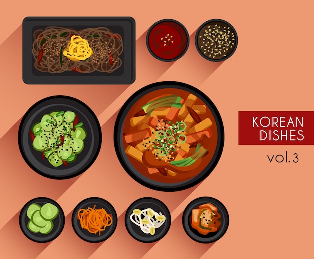 Ilustración de comida ilustración de vector de comida coreana