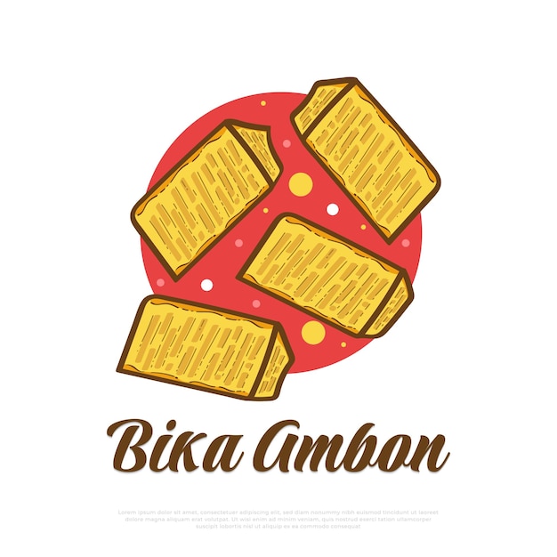 Ilustración de comida indonesia llamada Bika Ambon Snack indonesio dibujado a mano