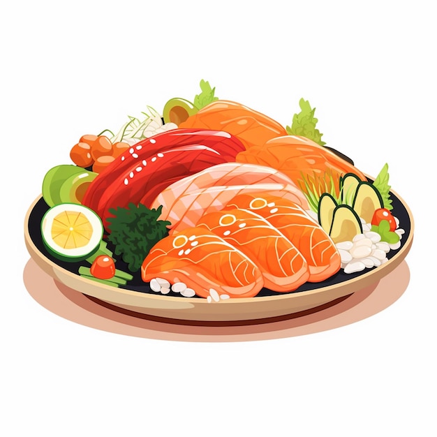 Ilustración comida japonesa asiática Japón vector cocina asiática diseño sushi comida dibujos animados res