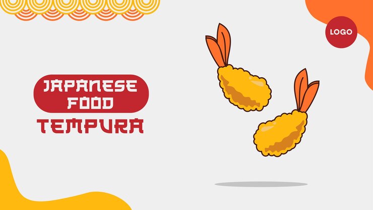 Ilustración de comida japonesa de camarones fritos en tempura