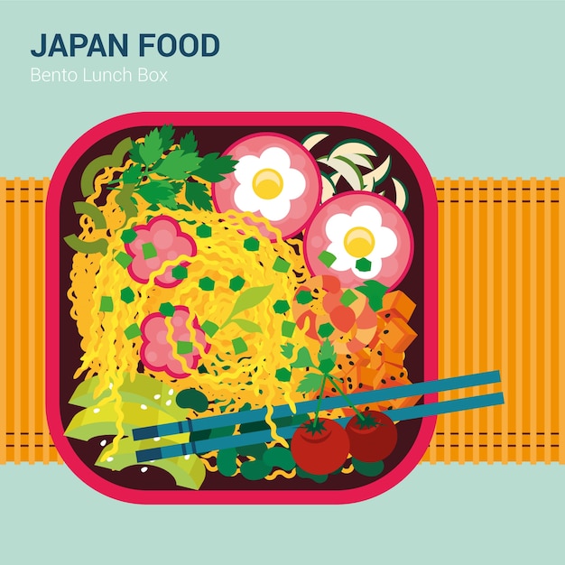 Ilustración de comida japonesa de diseño plano