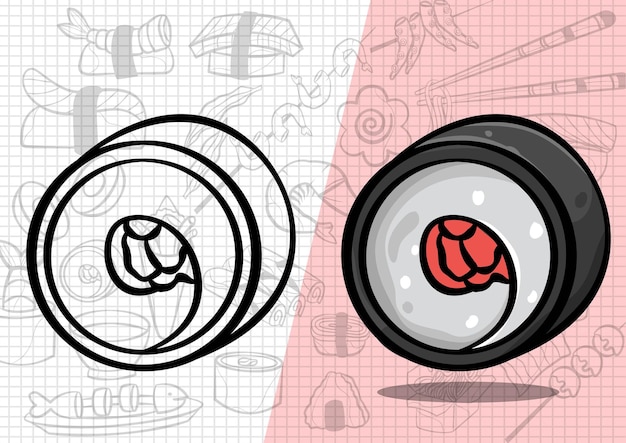 Ilustración de comida japonesa de estilo de dibujos animados