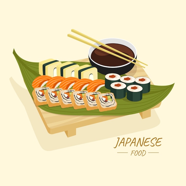 Vector ilustración de comida japonesa