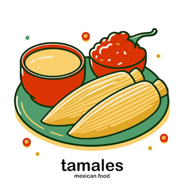 Vector ilustración de comida mexicana de tamales