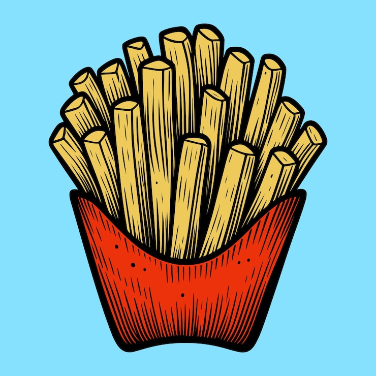 Vector ilustración de comida de papas fritas vector de estilo vintage
