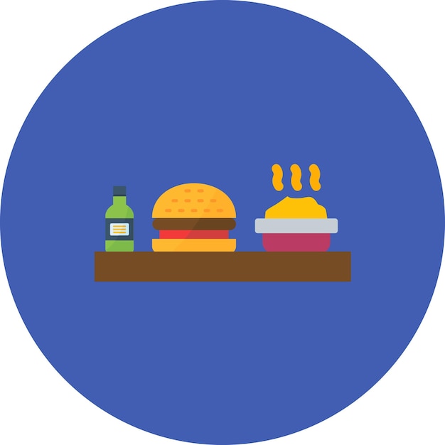 Ilustración de la comida plana