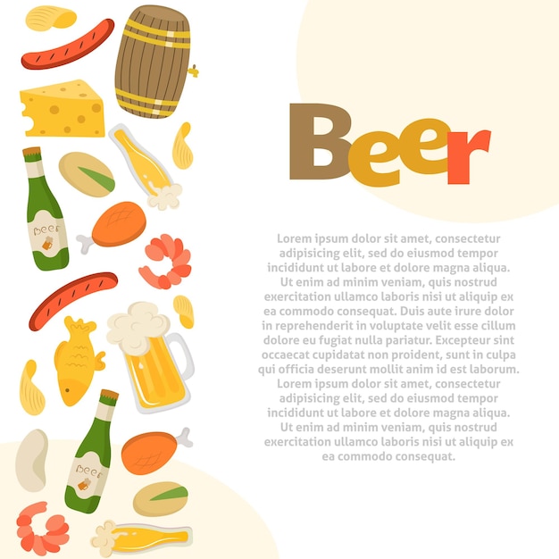 Ilustración de comida de pub refrigerio de alcohol de cerveza para restaurante de cerveza