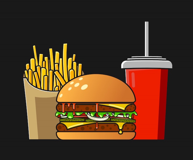 Ilustración de comida rápida aislada en estilo plano.