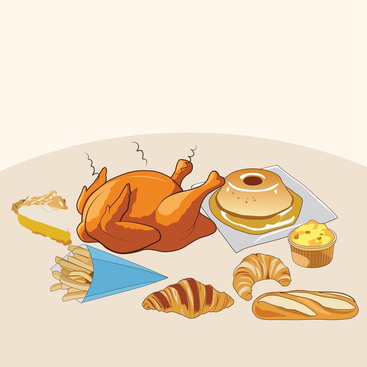 ilustración de comida rápida de comida francesa