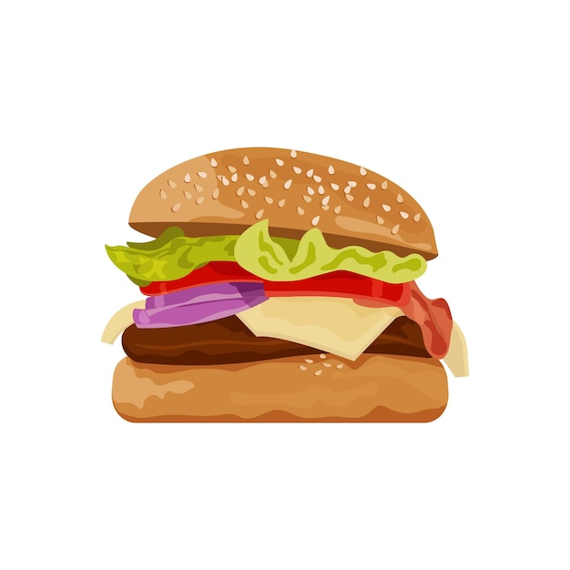 Ilustración de comida rápida de hamburguesa con queso vectorial