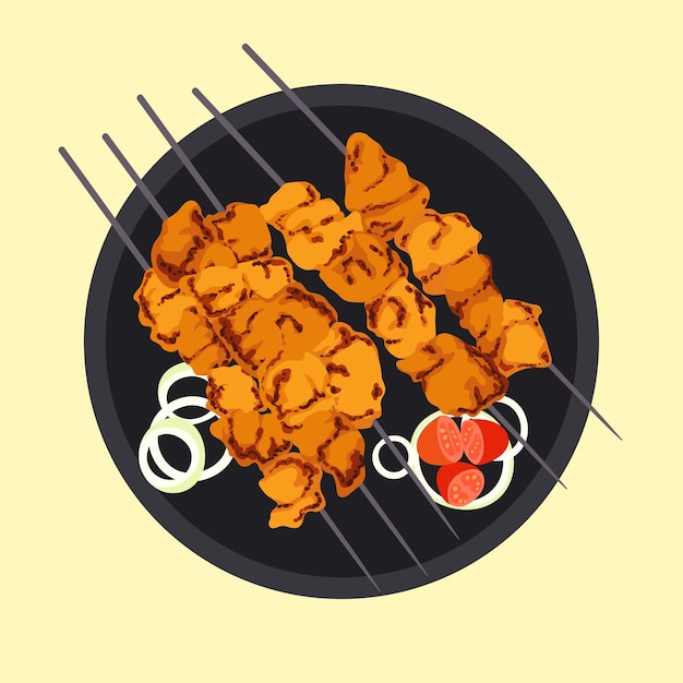 Vector ilustración de comida de shish tawook