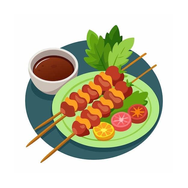Ilustración de comida tailandesa de diseño plano dibujado a mano
