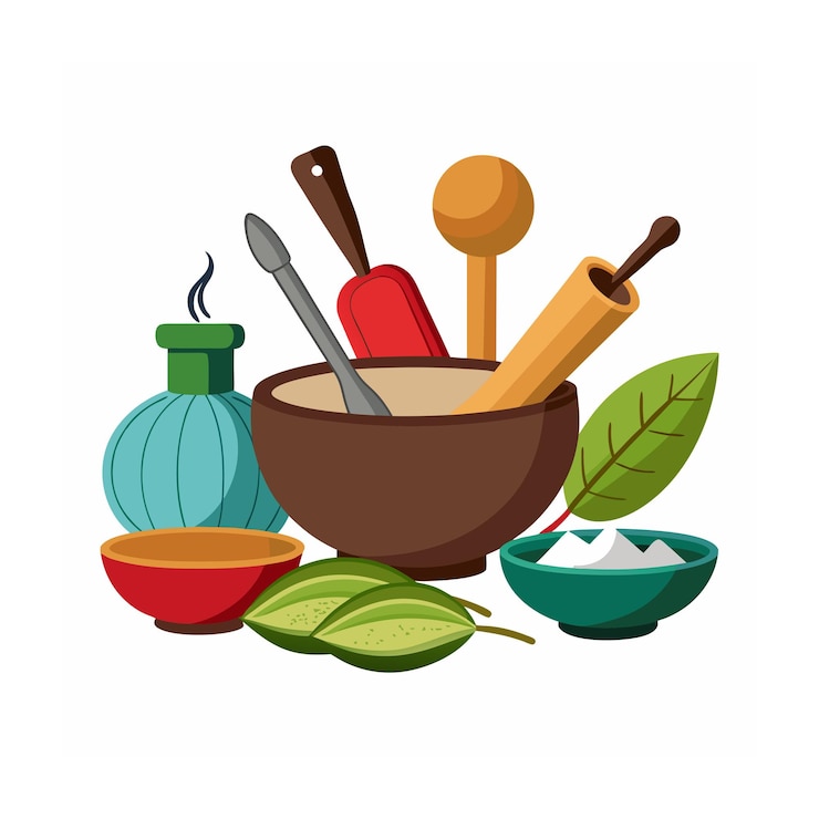 Vector ilustración de comida tailandesa de diseño plano dibujado a mano