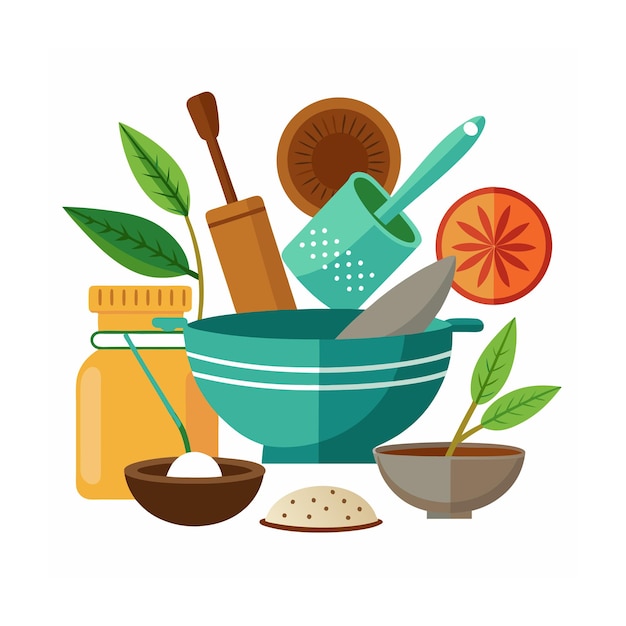 Ilustración de comida tailandesa de diseño plano dibujado a mano