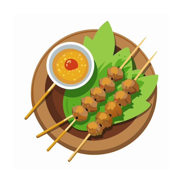 Ilustración de comida tailandesa de diseño plano dibujado a mano