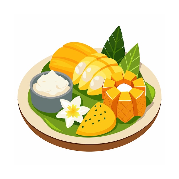 Ilustración de comida tailandesa de diseño plano dibujado a mano