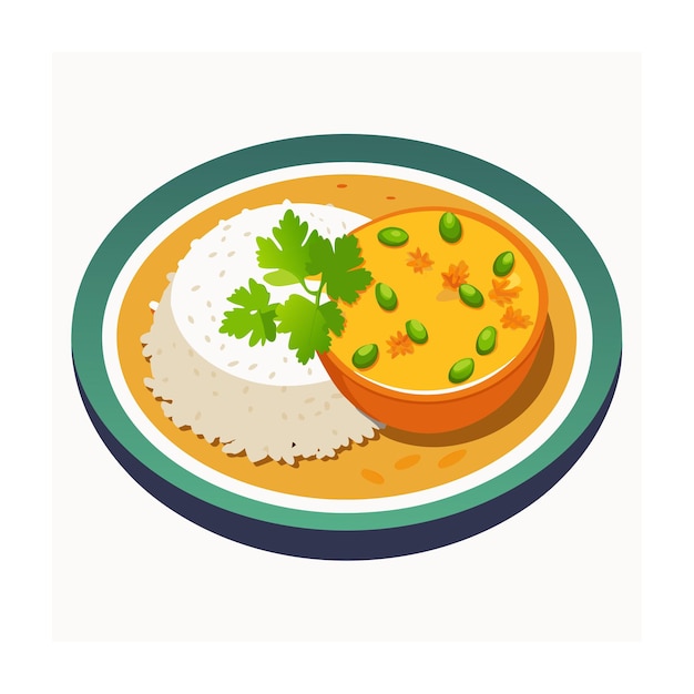 Ilustración de comida tailandesa de diseño plano dibujado a mano