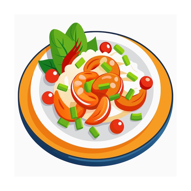 Ilustración de comida tailandesa de diseño plano dibujado a mano