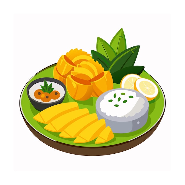 Ilustración de comida tailandesa de diseño plano dibujado a mano