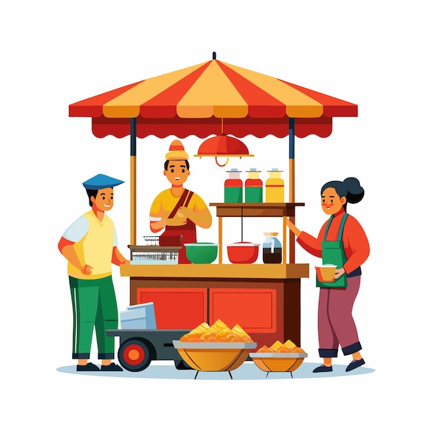 Ilustración de comida tailandesa de diseño plano dibujado a mano