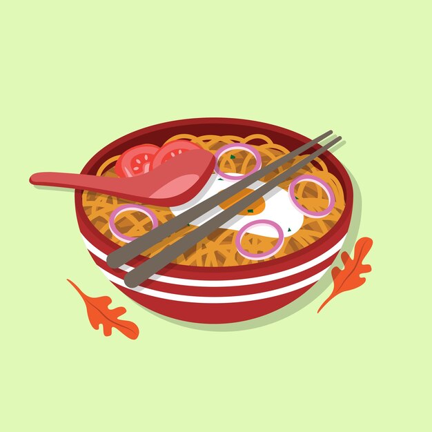 Ilustración de comida tailandesa de diseño plano de vector libre