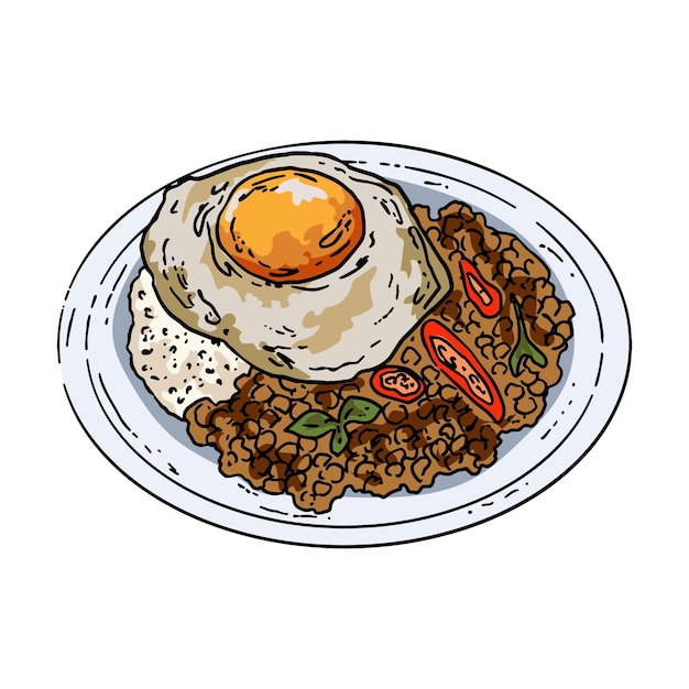 Ilustración de comida tailandesa
