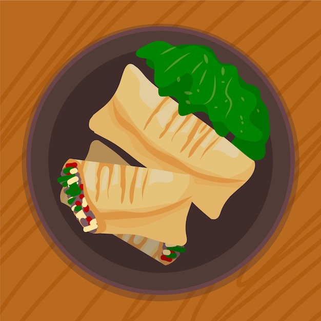 Vector ilustración de comida turca de diseño plano dibujado a mano