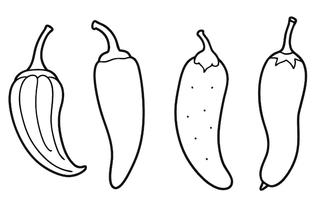 Ilustración de comida vintage con líneas delicadas de Jalapenos