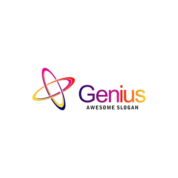 ilustración completa de color de diseño de logotipo de genio