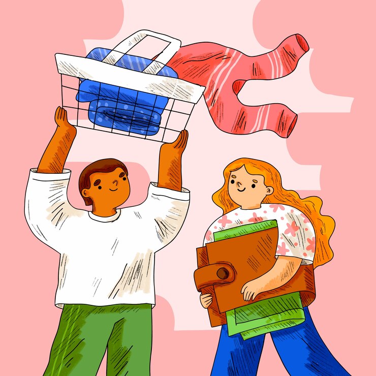 Vector ilustración de un comprador dibujada a mano