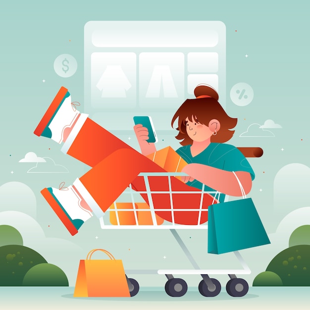 Ilustración de un comprador con gradiente