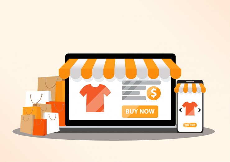 Vector ilustración de compras en línea