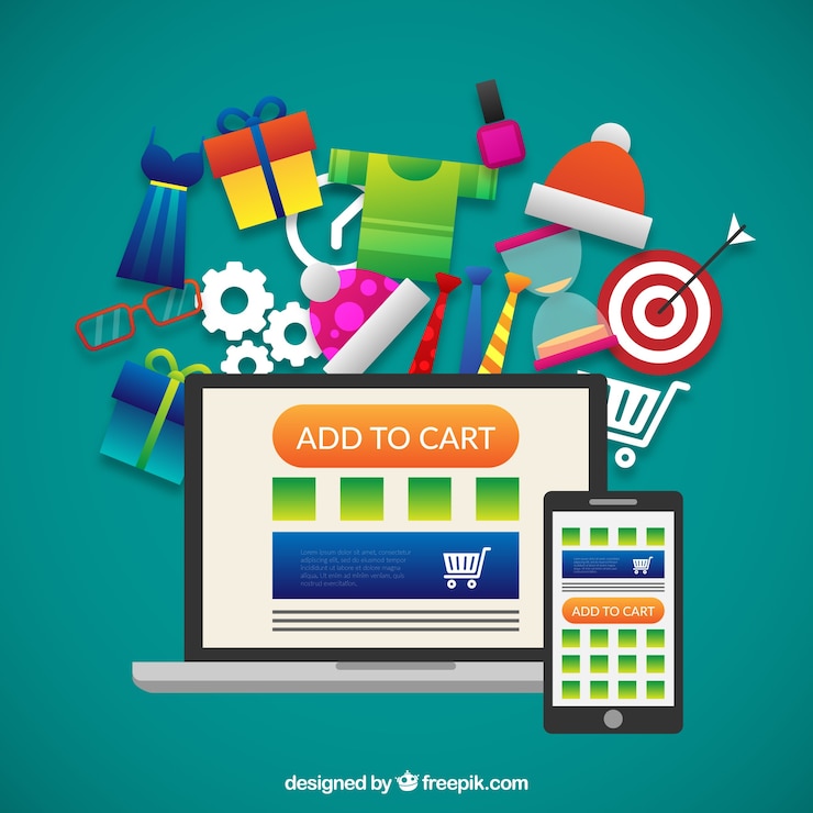 Vector ilustración de compras en línea
