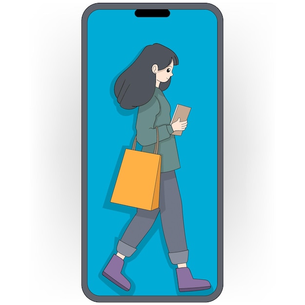 Ilustración de compras móviles