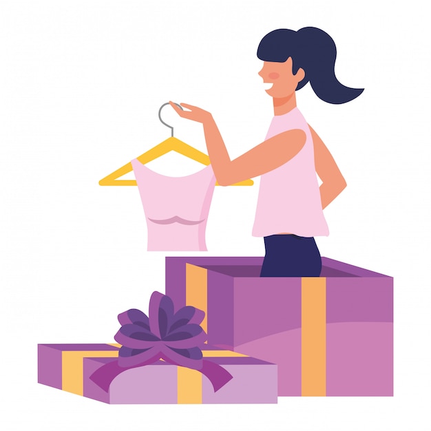 Ilustración de compras de mujer