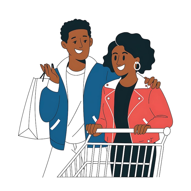 Vector ilustración de compras de personas negras
