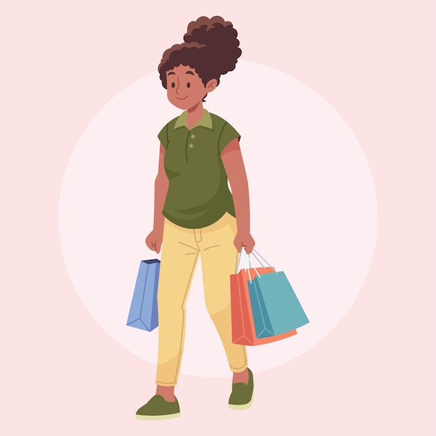 Ilustración de compras de vectores planos