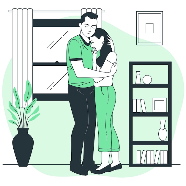 Ilustración del concepto de abrazo reconfortante
