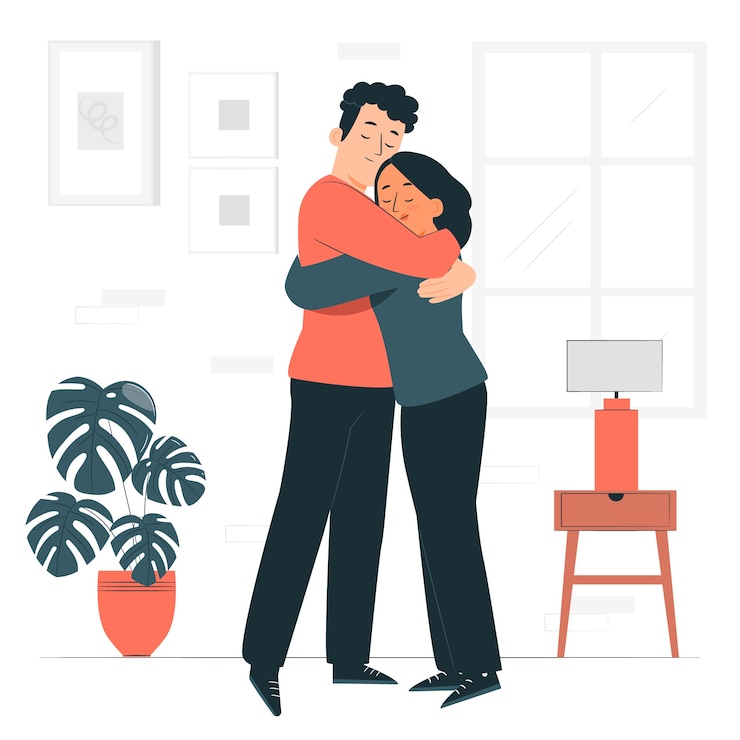 Vector ilustración del concepto de abrazo reconfortante
