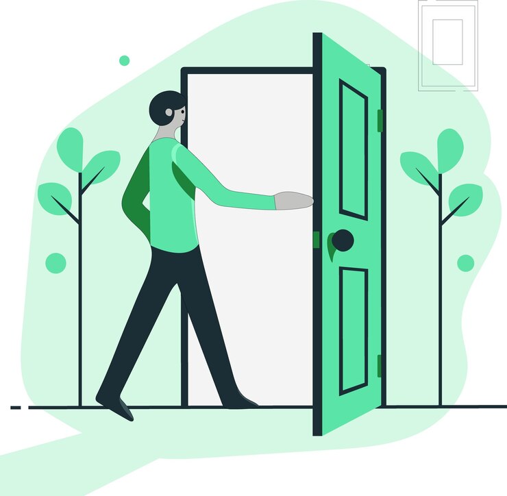 Ilustración del concepto de abrir la puerta