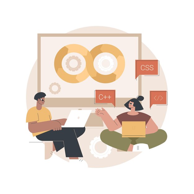 Ilustración del concepto abstracto del equipo DevOps