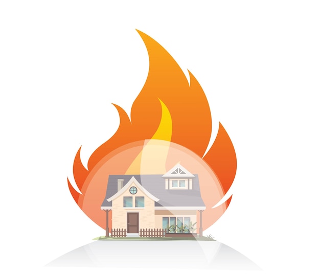 Ilustración del concepto abstracto del seguro contra incendios Seguro contra incendios contra bienes seguro contra accidentes pérdida económica belon