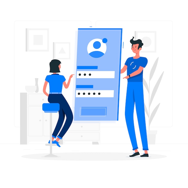 ilustración concepto acceder al perfil del móvil
