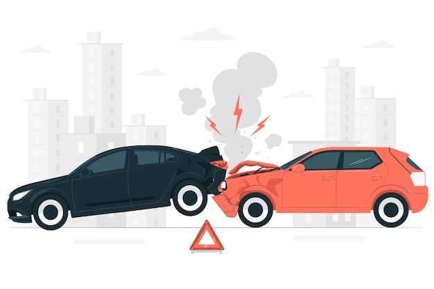 Ilustración de concepto de accidente de coche